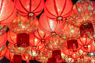中国灯笼,红色,灯,彩色图片,特写,传统,自然美,灯笼,夜市,上海