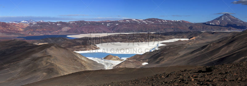 阿根廷,蓝色,泻湖,火山,绿色,水平画幅,沙子,雪,无人,鸟类