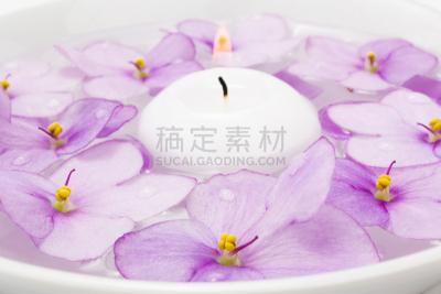 漂浮蜡烛,水,水平画幅,spa美容,健康,干净,特写,蜡,白色,彩色图片