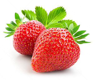 草莓,两个物体,白色背景,叶子,浆果,分离着色,钱德勒草莓,素食,清新,一个物体