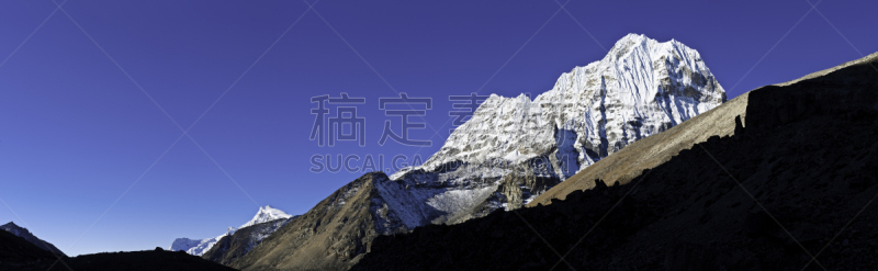 天空,尼泊尔,岩石,喜马拉雅山脉,蓝色,全景,甘地嘉峰 ,黑色,白山,高地