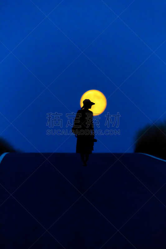 陶恩沁恩大街,月光,自然,垂直画幅,美,女人,连衣裙,夜晚,月亮,小屋