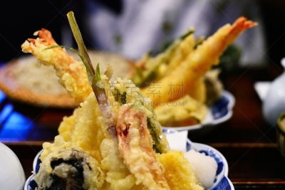 天麸罗,荞麦面,餐位,蔬菜,炸制食物,清新,偏好,日本食品,食品,煮食