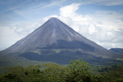 哥斯达黎加,阿雷纳火山,天空,水平画幅,无人,火山地形,阴影,户外,高处,山