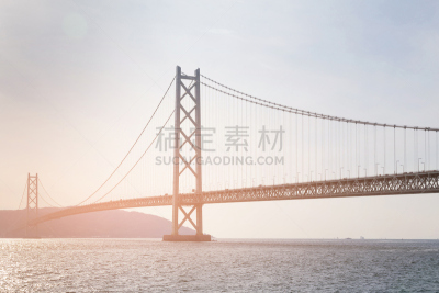吊桥,琴码,长的,天空,水平画幅,建筑,无人,五月,蓝色,日本