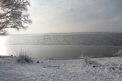 海洋,冬天,天空,利河,芳香的,林区,雪,纯净,草,被抛弃的