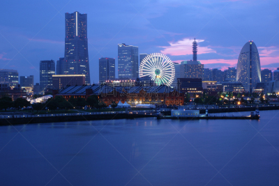 横滨,城市天际线,日本,城市,仓库,水平画幅,夜晚,无人,海港,户外