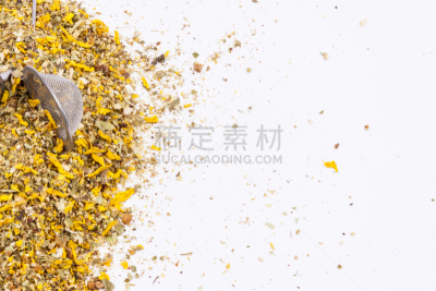 白色背景,草药,拉维纪草植物,当归,滤茶器,山楂,水平画幅,无人,干花,干的