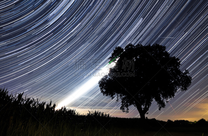 星迹,流星群,天空,水平画幅,夜晚,无人,月亮,时间,户外,延时摄影