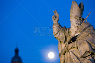 巴洛克风格,雕像,德国,美因河,古老的,琴码,alte mainbrucke,伍茨堡,天空,水平画幅