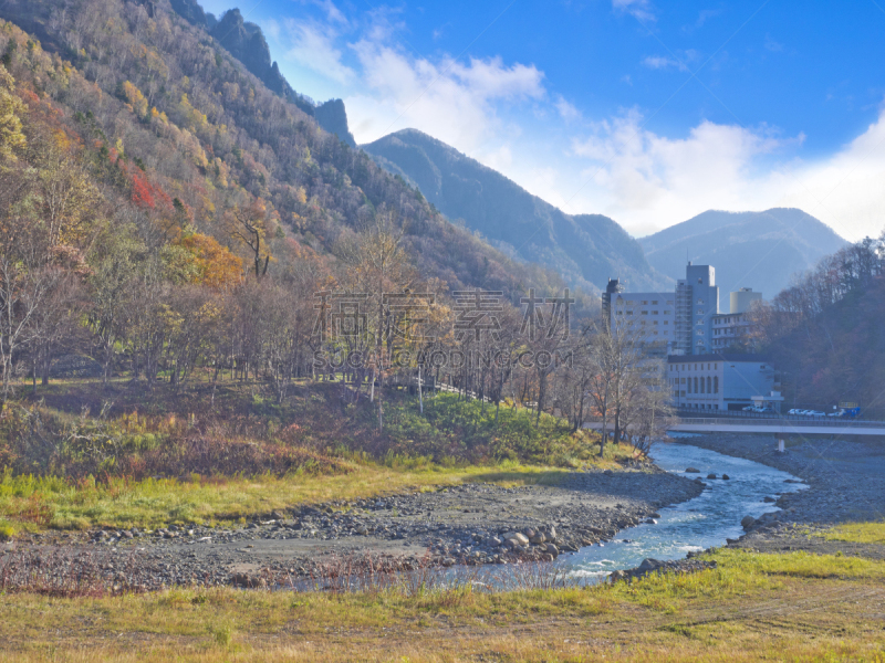 日本,北海道,温泉,乡村,层云峡,导游,田园风光,火山地形,户外,秋天