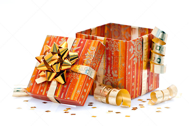 圣诞礼物,开着的,水平画幅,蝴蝶结,生日,明亮,冬天,缎带,生日礼物