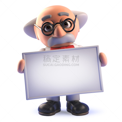 讲师,三维图形,卡通,科学怪人,空白的,布告,性格,拿着,科学家