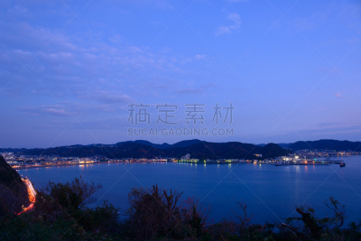 夜晚,日本,神奈川县,叶山,逗子市,天空,美,半岛,水平画幅,无人