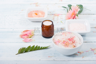 化妆用品,粉色,花瓣,健康保健,浴盐,怀旧风格,非洲雏菊,广口瓶,背景,护手霜