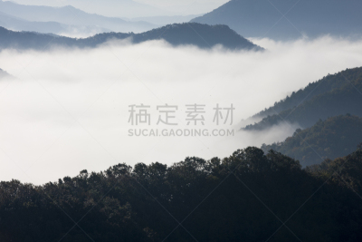雾,山,春川,江原道,自然,天空,水平画幅,地形,秋天,无人