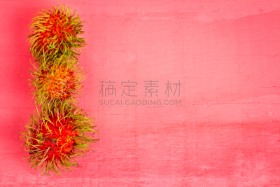 红毛丹,水果,木制,彩色图片,粉色,水平画幅,维生素,特写,泰国,甜点心