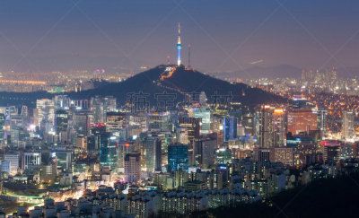 首尔,塔,城市,韩国,水平画幅,山,夜晚,雪,无人,英文字母n