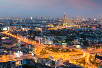 商务,泰国,黄昏,现代,都市风景,市区,高大的,居住区,地形,曼谷