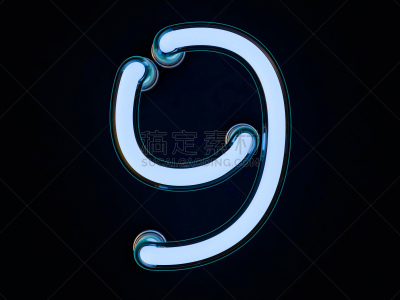 装管,霓虹灯,数字,黑色,背景,三维图形,数字9,字母,水平画幅,夜晚