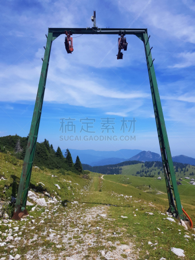 古老的,塔,滑雪缆车,垂直画幅,天空,美,边框,云,山,提举