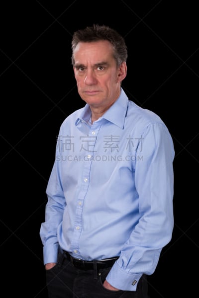 男商人,狂怒的,中老年人,蓝色的衬衫,垂直画幅,眉毛,经理,男性,仅男人