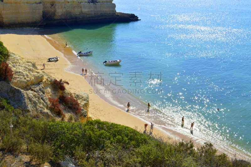 葡萄牙,senhora da rocha,海滩,休闲活动,水平画幅,沙子,阿尔加威,旅行者,夏天,海岸地形