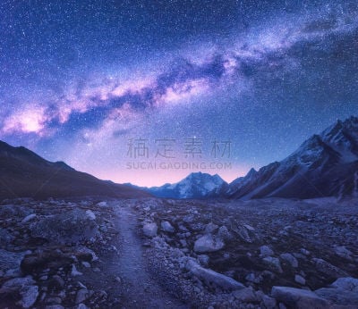天空,星系,星星,夜晚,太空,喜马拉雅山脉,山,小路,风景,尼泊尔