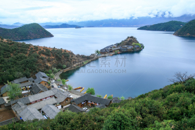 岛,泸沽湖,丽江,云南省,水,美,水平画幅,无人,湖,泰国