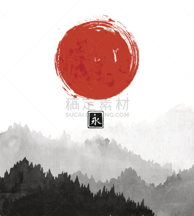 水墨画,雾,山,森林,传统,围棋,白色背景,东方人,地狱,树
