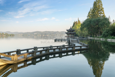 中国,建筑,西湖,杭州,地形,自然美,云,荷花,公园,池塘