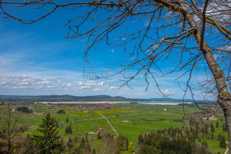 新天鹅城堡,看风景,旧天鹅堡,天空,美,水平画幅,雪,无人,古老的,户外