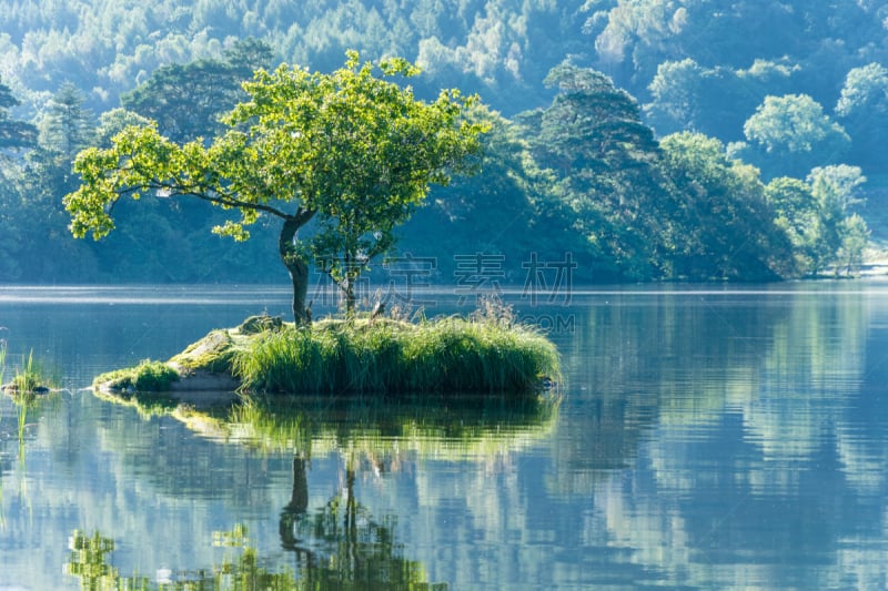 自然美,一只动物,灯开关,赖德尔山,英格兰湖区,坎布里亚,热霾,水,水平画幅,无人