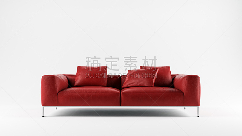 沙发,现代,红色,影像年代,2000到2009,正面视角,留白,水平画幅,无人,白色背景