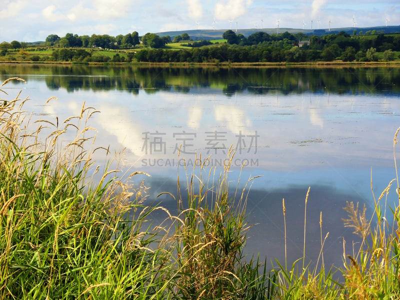 苏格兰湖,口服避孕药,环境,云,英国,草,自然美,湖,伦弗鲁郡,夏天