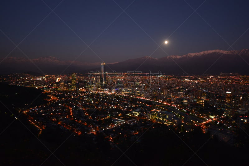 月亮,山,智利,圣地亚哥德古巴,充满的,安地斯山脉,mount anderson,月光酒,天空,水平画幅