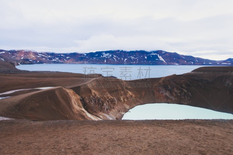 巨大的,湖,冰岛国,火山口,火山,风景,两个物体,巴达本加火山,格里姆火山,赫克拉火山