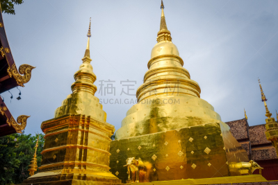 帕辛寺,泰国,黄金,清迈省,佛塔,传统,公园,象,禅宗,著名景点