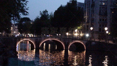 运河,荷兰,阿姆斯特丹,桥,欧洲,城市,隧道,都市风景,室内过夜,水
