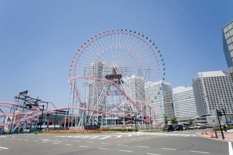 横滨高速铁路,城镇景观,游乐园,横滨,摩天轮,旅游目的地,水平画幅,地形,日本,旅行者