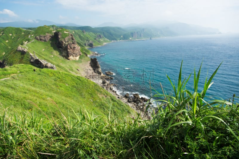 蓝色,天空,非都市风光,水平画幅,地形,无人,日本,户外,北海道,积丹半岛