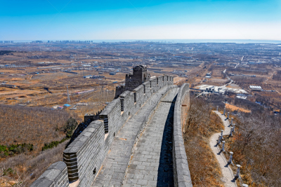 围墙,非凡的,天空,古代文明,石墙,水平画幅,形状,山,墙