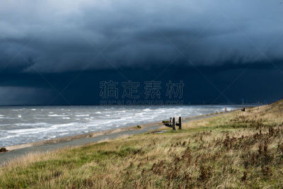 文拉,乌云,在上面,默西赛德郡,暴风雨,长椅,水平画幅,地形,利物浦默西河,偏远的