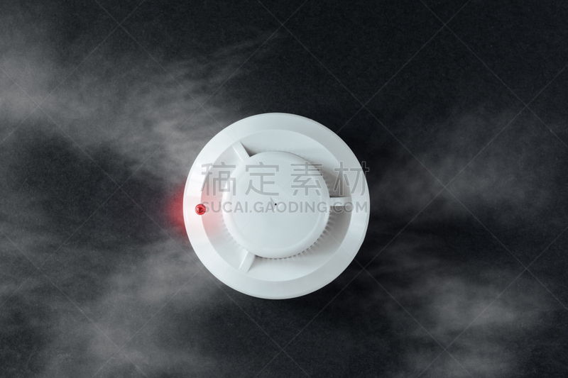 黑色背景,传感器,火,烟雾检测器,平铺,火警,护理人员,消防员,黑色,有毒生物体