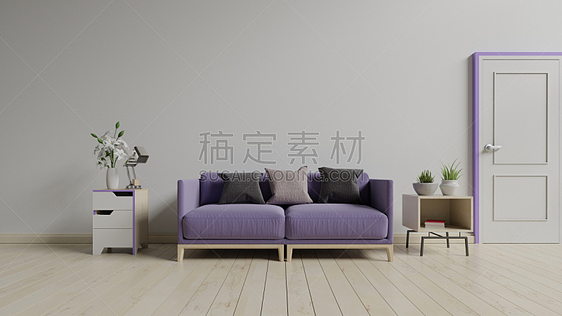 灯,沙发,概念,室内,紫色,起居室,彩色图片,柜子,2018,新的