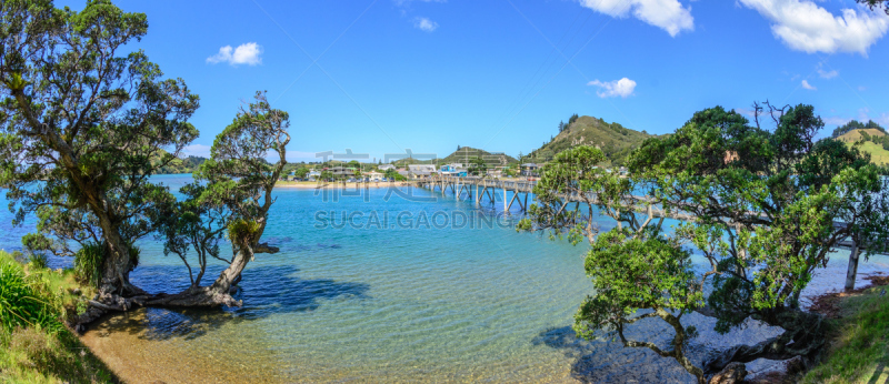 新西兰,天空,旅游目的地,水平画幅,无人,全景,新西兰北岛,户外,桃金娘科常绿树,太阳