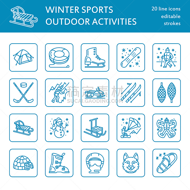 雪板,细的,动物雪车,冬季运动,冰球,矢量,雪,设备用品,滑雪场,计算机图标