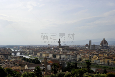 佛罗伦萨,城市天际线,城市,托斯卡纳区,意大利,水平画幅,山,无人,户外,戏剧性的天空