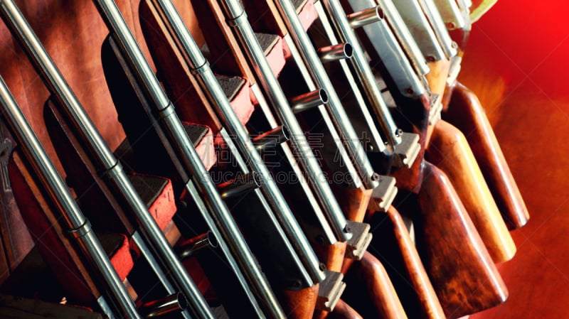 Group of old vintage guns for playing shooting games or carnival game.