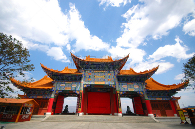 寺庙,大理,水平画幅,山,无人,户外,湖,建筑业,佛
